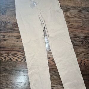 Beige Straight-Leg Pants